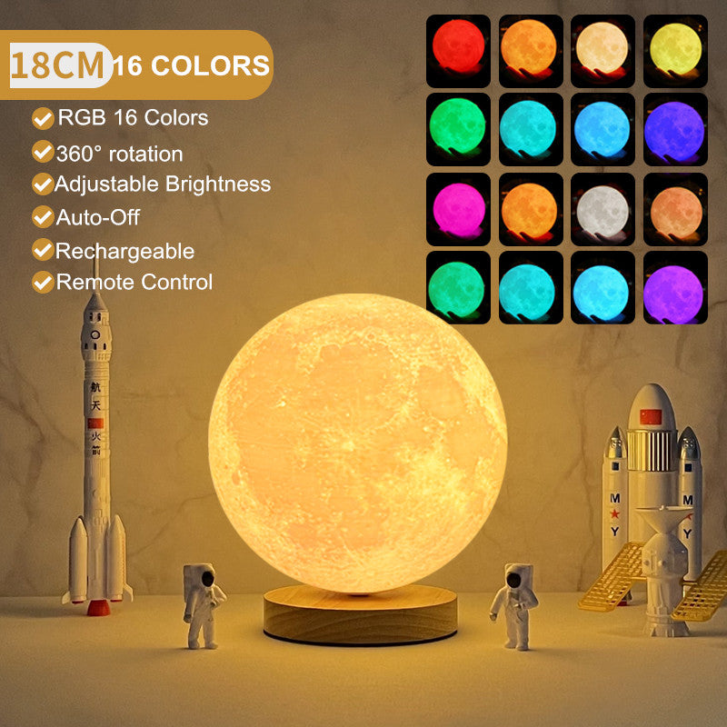 Creative 3D Magnetic Floating Levitating Moon Lamp Touch Control 3 Color Moon Light Lunar Night Light for Home Office Room Decor