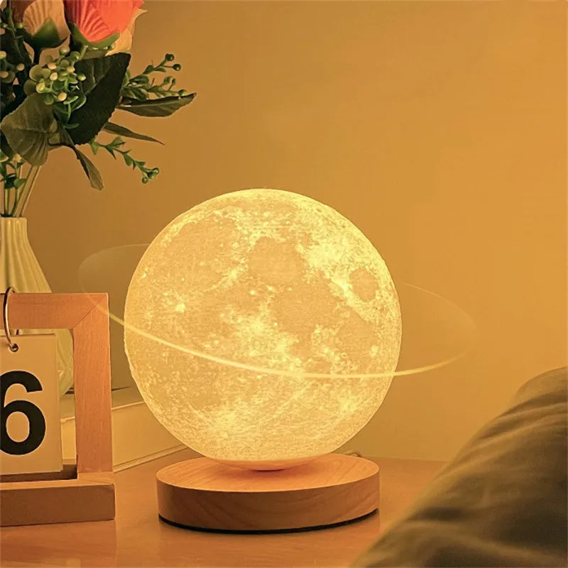 Creative 3D Magnetic Floating Levitating Moon Lamp Touch Control 3 Color Moon Light Lunar Night Light for Home Office Room Decor