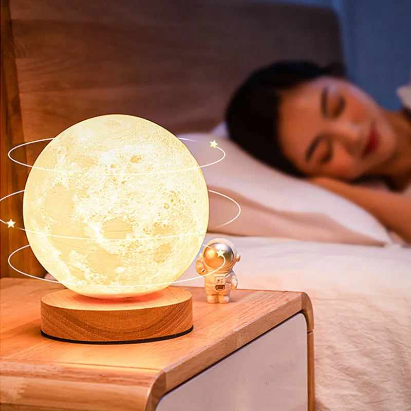 Creative 3D Magnetic Floating Levitating Moon Lamp Touch Control 3 Color Moon Light Lunar Night Light for Home Office Room Decor