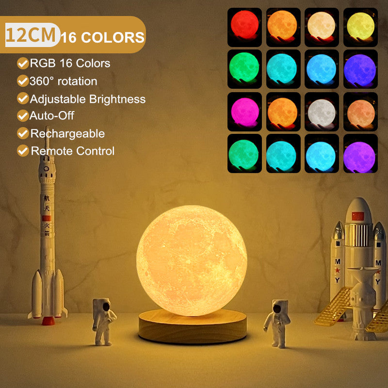 Creative 3D Magnetic Floating Levitating Moon Lamp Touch Control 3 Color Moon Light Lunar Night Light for Home Office Room Decor