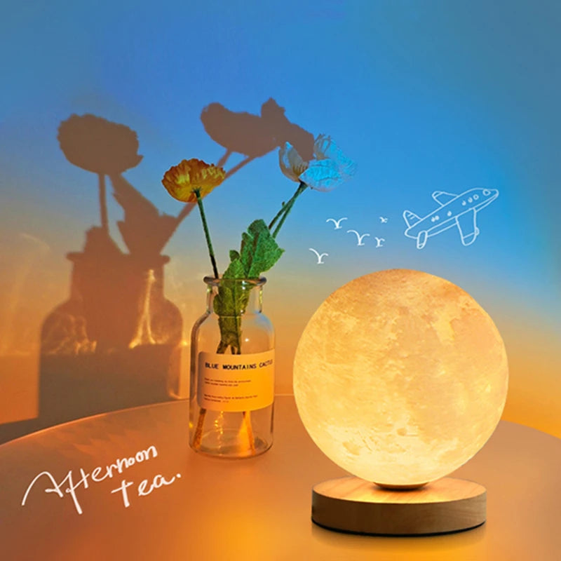 Creative 3D Magnetic Floating Levitating Moon Lamp Touch Control 3 Color Moon Light Lunar Night Light for Home Office Room Decor
