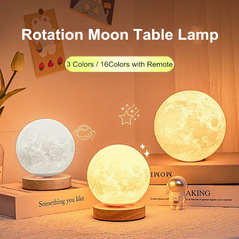 Creative 3D Magnetic Floating Levitating Moon Lamp Touch Control 3 Color Moon Light Lunar Night Light for Home Office Room Decor