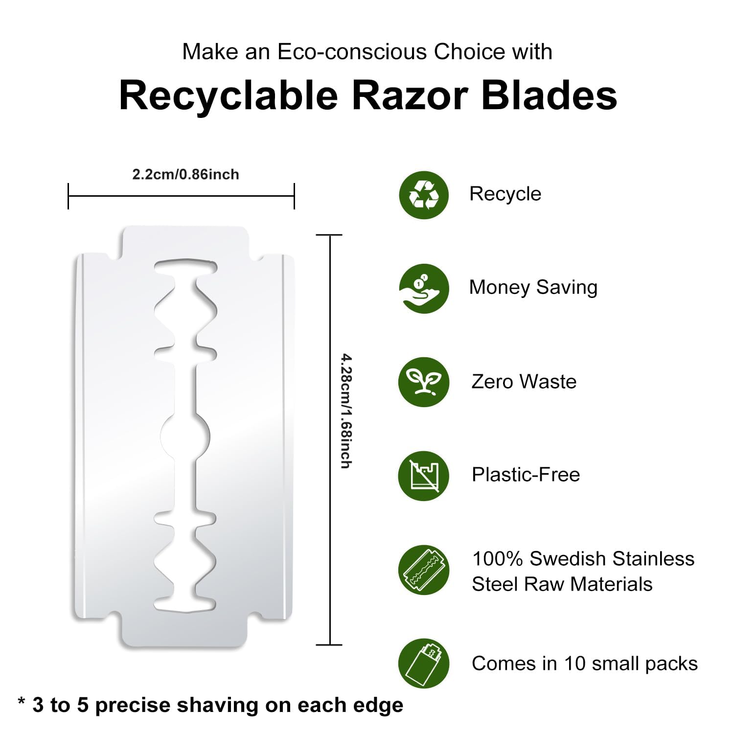 50 Smoo Platinum Coated Swedish Stainless Steel Double Edge Razor Blades