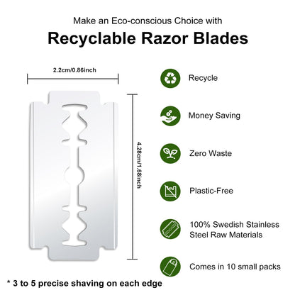 50 Smoo Platinum Coated Swedish Stainless Steel Double Edge Razor Blades