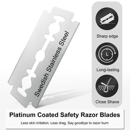 50 Smoo Platinum Coated Swedish Stainless Steel Double Edge Razor Blades